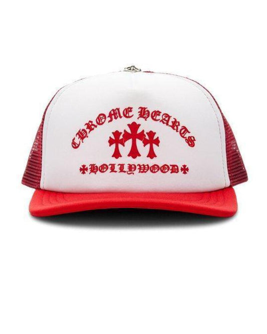 Chrome Hearts Eyechart Trucker Hat Red/White
